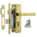 Замок врезной цилиндровый НОРА-М 709К комплект с ручками Золото 55 мм