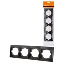 Рамка для розеток и выключателей Tdm electric Лама 4 поста горизонтальная цвет графит
