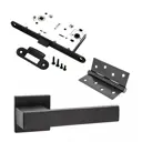 Комплект для межкомнатной двери Paulinidor ручки 540-03 slim + сантехническая защелка 96PL + врезные петли 2шт черный
