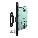 Корпус врезного замка c защёлкой Ajax PLASTLP85-50 ВL черный