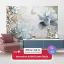 Фотообои флизелиновые Первое ателье 200x145 см Цветы и бабочки в бежевых и голубых тонах pw73826-2