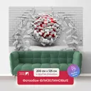 Фотообои флизелиновые Первое ателье 200x125 см Шар, пробивающий кирпичную стену pw73843-2