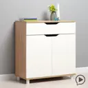 Комод Моби Рокс 1 ящик 41.7x80.8x16.2 см ЛДСП цвет белый/дуб сонома