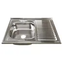 Мойка для кухни накладная Владикс левый выпуск с сифоном 117367 80x60 см глубина чаши 18 см нержавеющая сталь цвет хром