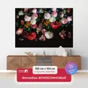 Фотообои флизелиновые Первое ателье 160x100 см Тюльпаны, розы и полевые цветы на черном фоне pw93958-1