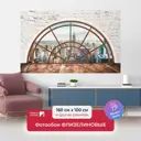 Фотообои флизелиновые Первое ателье 160x100 см Вид на город сквозь полукруглое окно pw94021-1