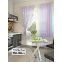 Тюль для кухни на шторной ленте At Home Грец 150x180 см цвет синий, голубой