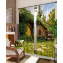 Комплект штор на шторной ленте блэкаут Helga хоббитания 150x260 см цвет зеленый