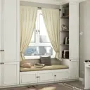 Штора на шторной ленте геометрия 140x210 см цвет оливковый