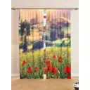 Комплект штор на шторной ленте AT Home Красные маки 150x260 см цвет разноцветный