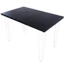 Кухонный стол прямоугольный со столешницей Solarius Loft 120x80 см и белых металлических ножках-шпилькахМассив сосны цвет черный