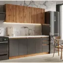 Кухонный гарнитур Игни Венера 200x156.1x60 см ЛДСП цвет графит/дуб вотан
