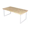 Журнальный столик прямоугольный Solarius Loft 60x130x50 см без шлифовки и покраски коричневый с белыми ножками