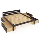 Кровать двуспальная Solarius Классика 150x63x210 см 4 выкатных ящика сосна с реечным основанием цвет венге