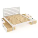 Кровать двуспальная Solarius Классика 130x101x210 см 4 выкатных ящика сосна с реечным основанием и высокой спинкой цвет белый