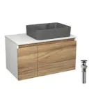 Комплект: тумба Bauedge Bau Dream Blackwood 80 BD2842 раковина Cerama 48x37 темно-серая выпуск клик клак черный