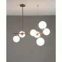 Люстра на штанге светодиодная Moderli Molecule V10841-7p 12 м² нейтральный белый свет цвет золотой