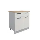 Напольный шкаф без столешницы Ройс С2ЯШ 800 80x81.60x50.40 см 2 ящика фасад ванильный МДФ каркас серый ЛДСП Дсв Мебель