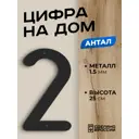 Цифра на дом Ilikpro большая металлическая 2 (два) Антал черная