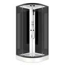 Душевая кабина Domani-Spa Delight Slim 99 90x90x218 см низкий поддон черные стенки, прозрачное стекло, графит профиль, Black accents