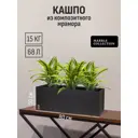 Кашпо Прямоугольник Marble collection d30 см 30 см 68 л полимерный бетон черный без автополива