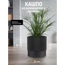 Кашпо Цилиндр каннелюры Marble collection d 36 см 38 см 36 л полимерный бетон черный без автополива