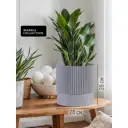 Кашпо Цилиндр каннелюры Marble collection d28 см 28 см 16 л полимерный бетон серый/серебристый без автополива