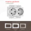 Розетка двойная встраиваемая Arte milano 385079 с заземлением цвет серебро
