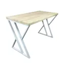 Кухонный стол прямоугольный Solarius Loft с лакированной столешницей 70x60 см белые металлические z-образные ножки массив сосны цвет бежевый