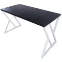 Кухонный стол прямоугольный Solarius Loft со столешницей 140x60 см белые металлические z-образные ножки массив сосны цвет оникс