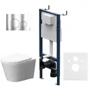 Комплект инсталляция с унитазом AM.PM Flash 2.0 AquaSpin безободковый с микролифтом, клавиша L цвет хром