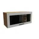 Навесной шкаф Глетчер верхний горизонтальный со стеклом 80x35.80x31.80 см фасад белый МДФ каркас дуб вотан ЛДСП Сурская Мебель
