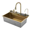 Мойка для кухни врезная с дозатором Savol S-Sc001C 46x75 см глубина чаши 22 см нержавеющая сталь цвет матовое золото