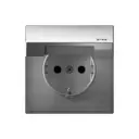 Розетка встраиваемая Systeme electric ArtGallery Aqua GAL440346 с заземлением шторками и крышкой цвет алюминий