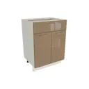 Напольный шкаф МС Валерия 2 дверцы и ящик 60x81.60x47.80 см фасад капучино МДФ каркас белый ЛДСП Сурская мебель