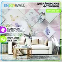 Фотообои 300x250 бумажные на стену 3d EnjoyWall Амели обои для кухни спальни гостиной с ромбами узорами и бабочками
