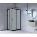 Душевой уголок Март Квадро Black прямоугольный 120x80 см черный профиль матовое стекло раздвижной