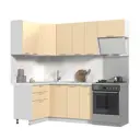 Кухонный гарнитур угловой со столешницей 3.8 см Стендмебель Альфа 160x217x60 см ЛДСП цвет холст брюле