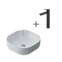 Раковина AM.PM X-Joy M8FWCC30430WG-F85A92022 накладная со смесителем X-Joy черный 43 см цвет белый