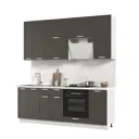 Кухонный гарнитур Стендмебель Альфа со столешницей Лён 26мм 220x237x60см ЛДСП цвет белый/холст вулкан