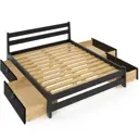 Кровать двуспльная Solarius Мишка усиленная 4 выкатных ящика 150x80x200 см реечное основание сосна цвет оникс