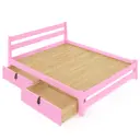 Кровать двуспльная Solarius Мишка усиленная 2 выкатных ящика 150x80x200 см сплошное основание сосна цвет розовый