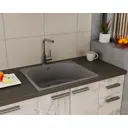 Мойка для кухни Bauedge Gr0136 24x53.50 см выпуск с сифоном в комплекте глубина чаши 22 см выпуск с сифоном в комплекте искусственный камень цвет темно-серый