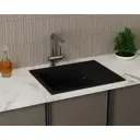 Мойка для кухни Bauedge Gr0154 оборачиваемая с крылом 21.50x34.50 см выпуск с сифоном в комплекте глубина чаши 19.50 см выпуск с сифоном в комплекте искусственный камень цвет черный