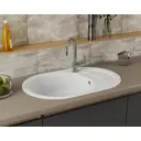 Мойка для кухни Bauedge Gr0147 оборачиваемая овальная 21x49.50 см выпуск с сифоном в комплекте глубина чаши 19 см выпуск с сифоном в комплекте искусственный камень цвет белый