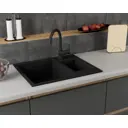 Мойка для кухни Bauedge Gr0171 21x31 см выпуск с сифоном в комплекте глубина чаши 19 см выпуск с сифоном в комплекте искусственный камень цвет черный