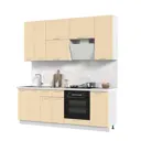Кухонный гарнитур Стендмебель Альфа со столешницей Лён 26мм 220x237x60см ЛДСП цвет белый/холст брюле