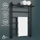 Полотенцесушитель водяной с полкой лестница Onix Classic Plus Black 80x50 см нижняя подводка 1/2" нержавеющая сталь цвет черный матовый