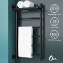 Полотенцесушитель водяной с полкой лестница Onix Orion Plus Black Left 40x80 см 1/2" нержавеющая сталь цвет черный матовый