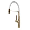 Смеситель для кухни Esko K50Gw гибкий излив 24 см цвет белый, золотой